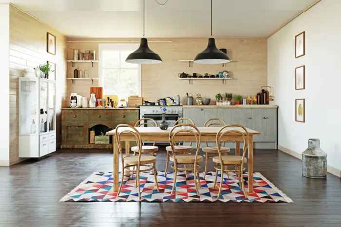 راهنمای انتخاب فرش برای آشپزخانه های اپن یا جزیره ای