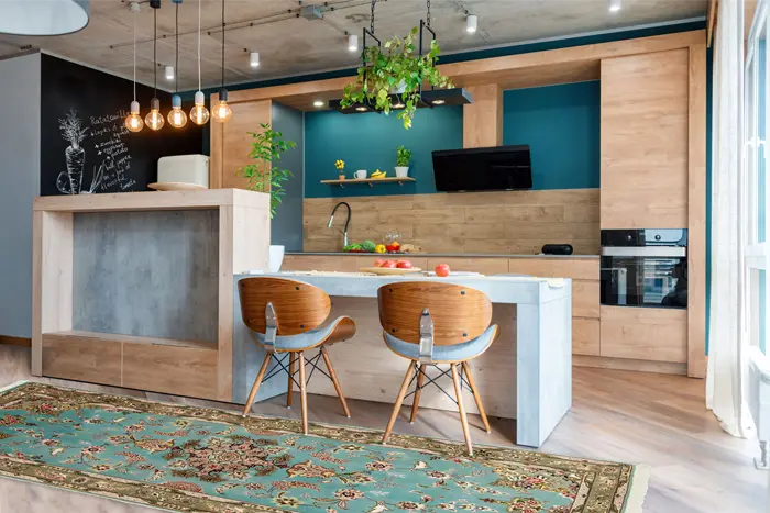 راهنمای انتخاب فرش برای آشپزخانه های اپن یا جزیره ای