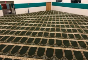 Pamchal mosque carpet installed in African mosque with Qibla layout