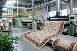 Energy-efficient carpet manufacturing machinery in a modern factory